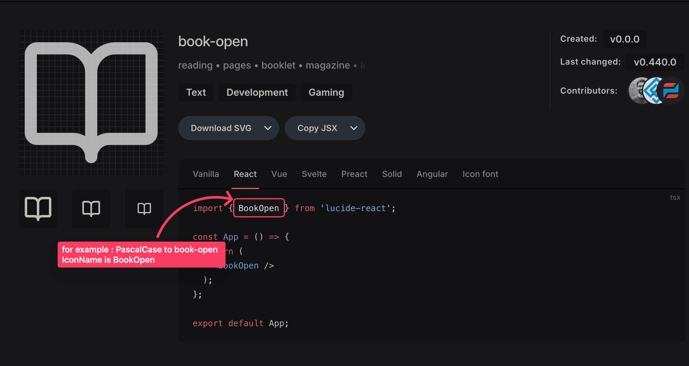 Example usage lucide